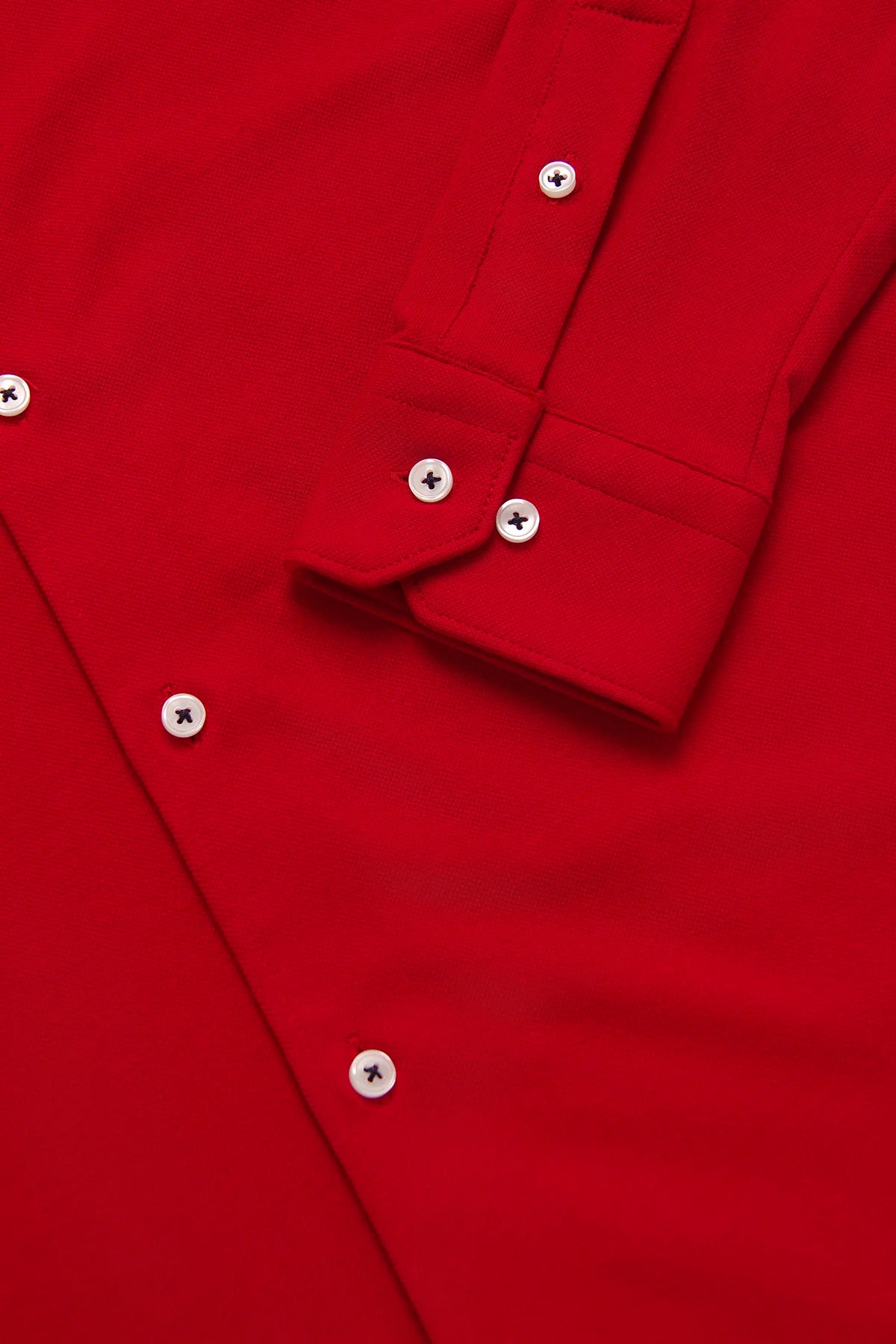 Camisa Piqué Botón Contraste Algodón Rojo